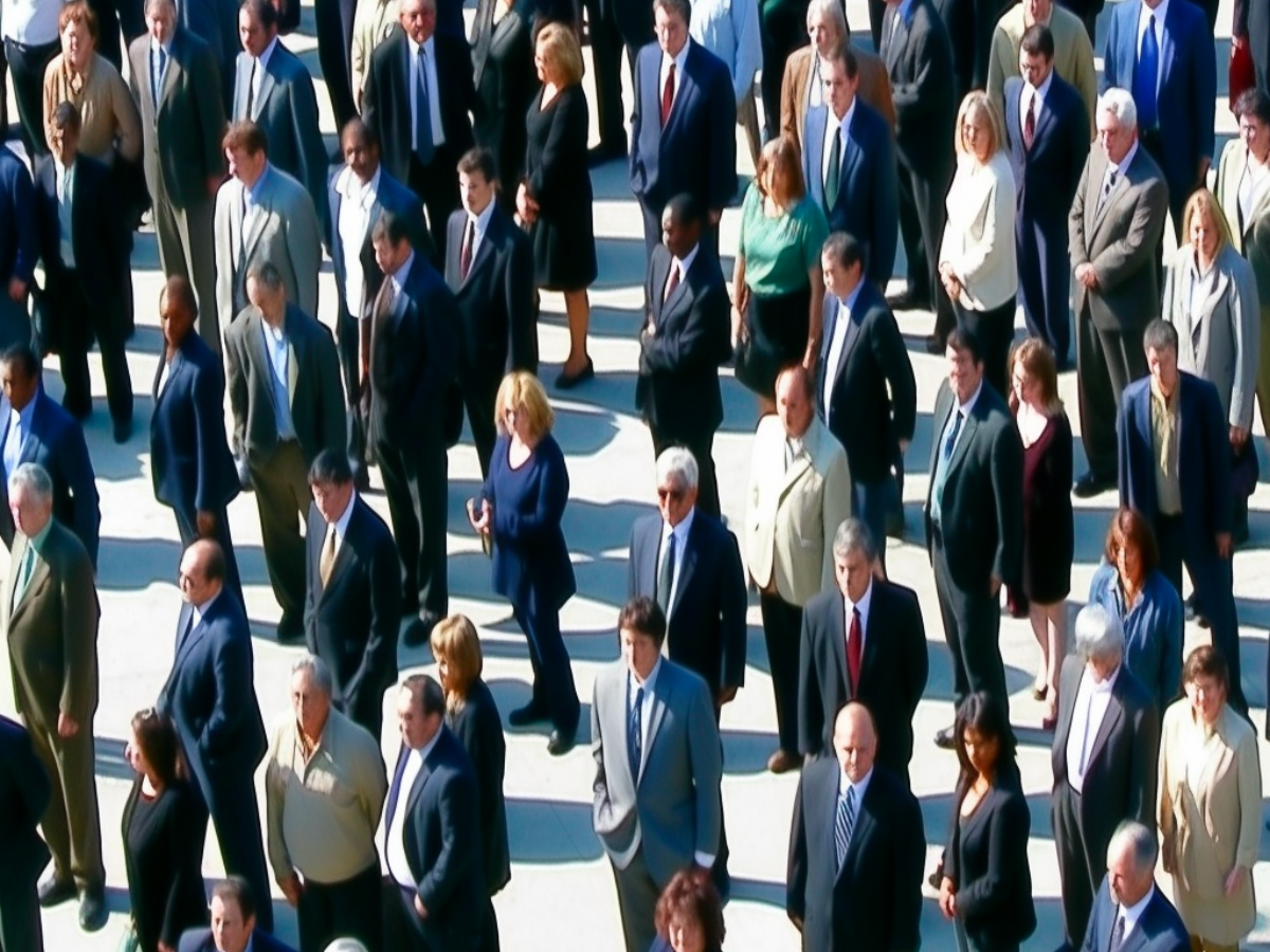 Crowd of People in Suits